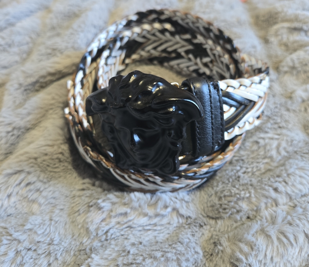 Versace Black and Brown Braided Belt